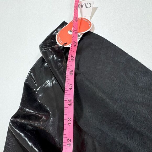 Cider Dress Womens XL Faux Leather High Neck Asymmetrical Hem Witchy Grunge 90s - Picture 3 of 9